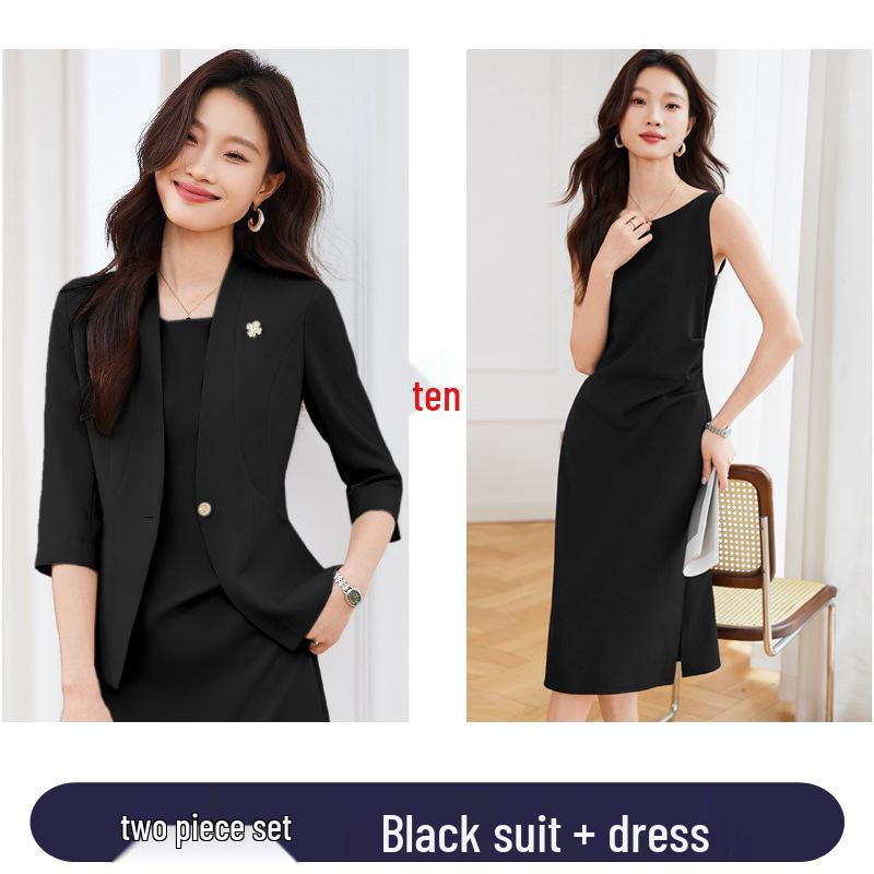 

Женский приталенный весенний костюм 2025 года - Платье с рукавом семь восьмых для профессиональной носки XXXXL