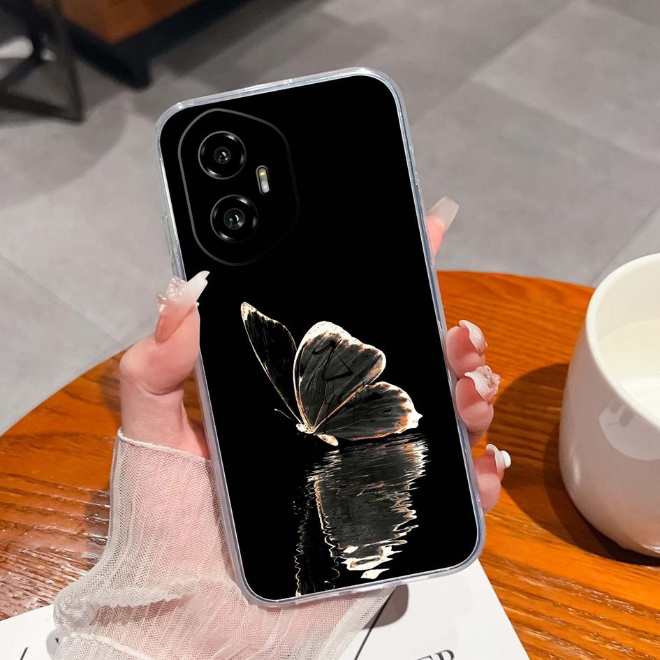 Silicone Soft TPU For Huawei Honor 300 Pro 70 200 Lite X5B Plus X6 X6B X6S X8 Back Cover Fashion Pink Bow Tie Pattern Transparent Anti Slip For Huawei