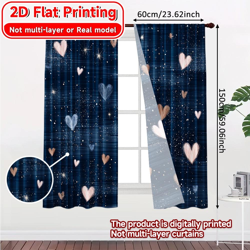 Set Of 2 Flat Printing Heartsplash Polyester Chic Creative Curtains Versatile Fabric Decorations Home Suitable Made
