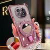 Glitter Mirror Holder Bracelet Phone Case For Xiaomi Redmi Note 14 Pro 13 14 Pro Plus 14S 4G 5G Silicone Shockproof Back Cover