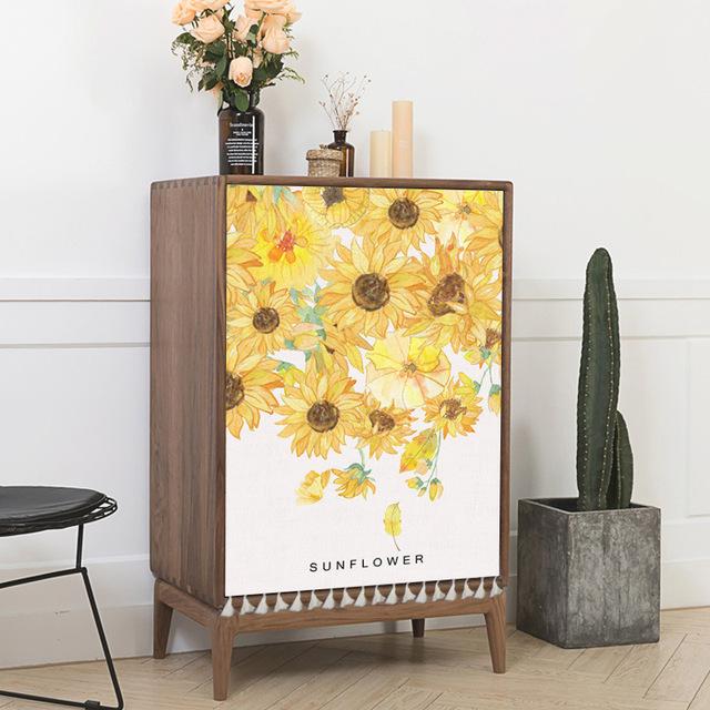 Slunečnicové závěsy odolné proti prachu Záclony do skříně Poloviční závěsy se střapcem Potah šatní skříně Pratelný do kuchyně