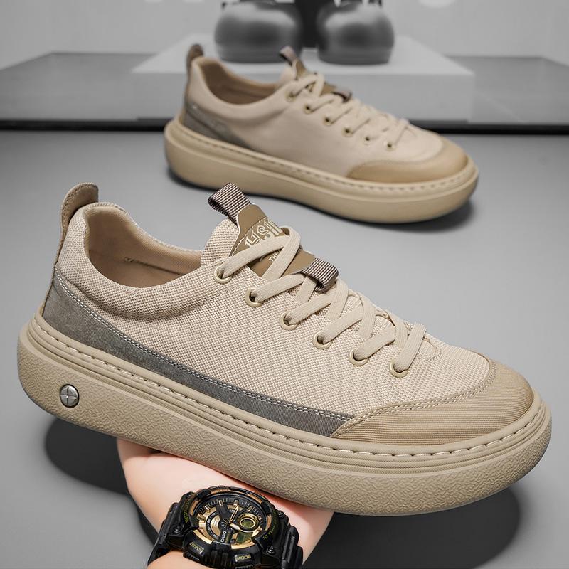 Fashion Men's Platform Low Help Shoes 2025 Autumn Mesh Breathable Comfortable Casual Shoes Fashion Lightweight Lace Up Non Slip Flats