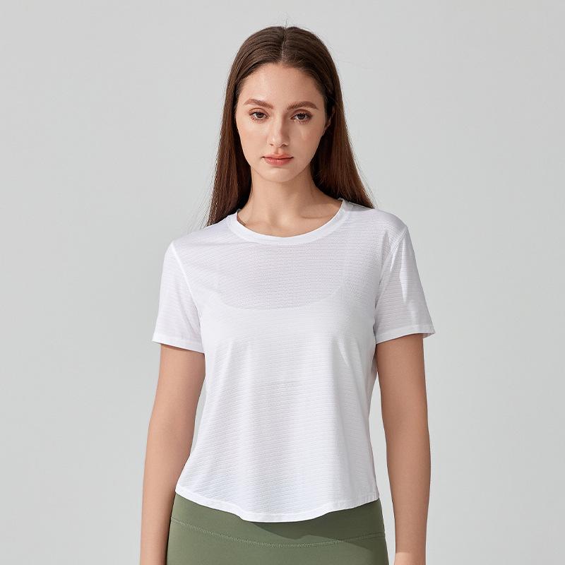 Women's Cross-Border Yoga T-Shirt - Lightweight, Breathable, Short Sleeve, Hollow Back, Perfect for Dance, Fitness, Running.