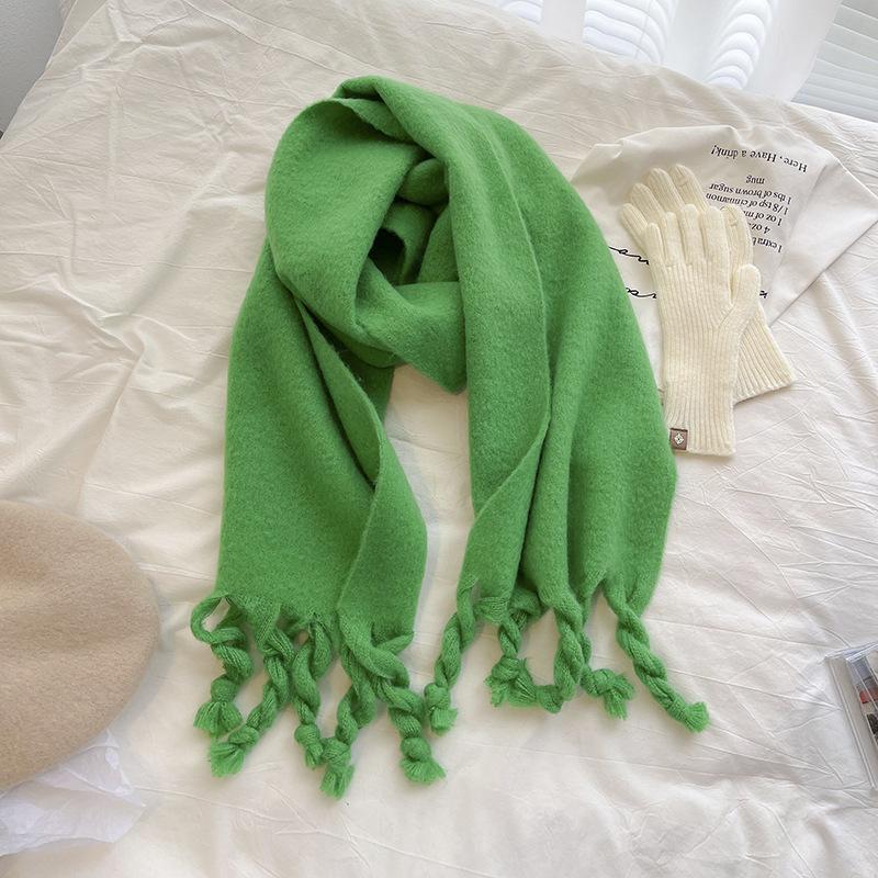 

Роскошный кашемировый яркий однотонный женский шарф, зимняя шаль и накидка, бандана, пашмина, кисточка, женский платок, толстое одеяло