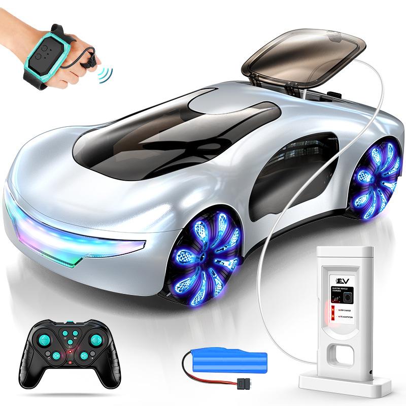 Magic Spray Music RC Stunt Car 2.4G Gesture Control EV Concept Vehicle with Flashing LED Lights Drift Toy Gift for Kids Age 6-12