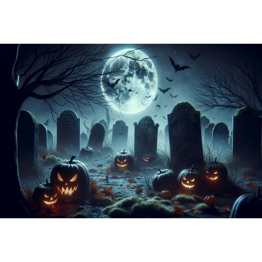 Fundos de Decoração de Halloween para Fotografias Noite de Terror Lua Tábua de Madeira Abóboras Luzes Retrato de Adultos Crianças Foto de Fundo