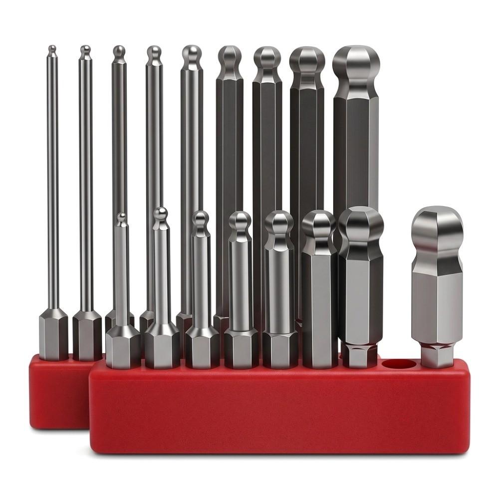 9PCS Magnetic Ball Head Hex Bits S2 Steel Hex Driver Bits Set Auto & Mechanical Repair