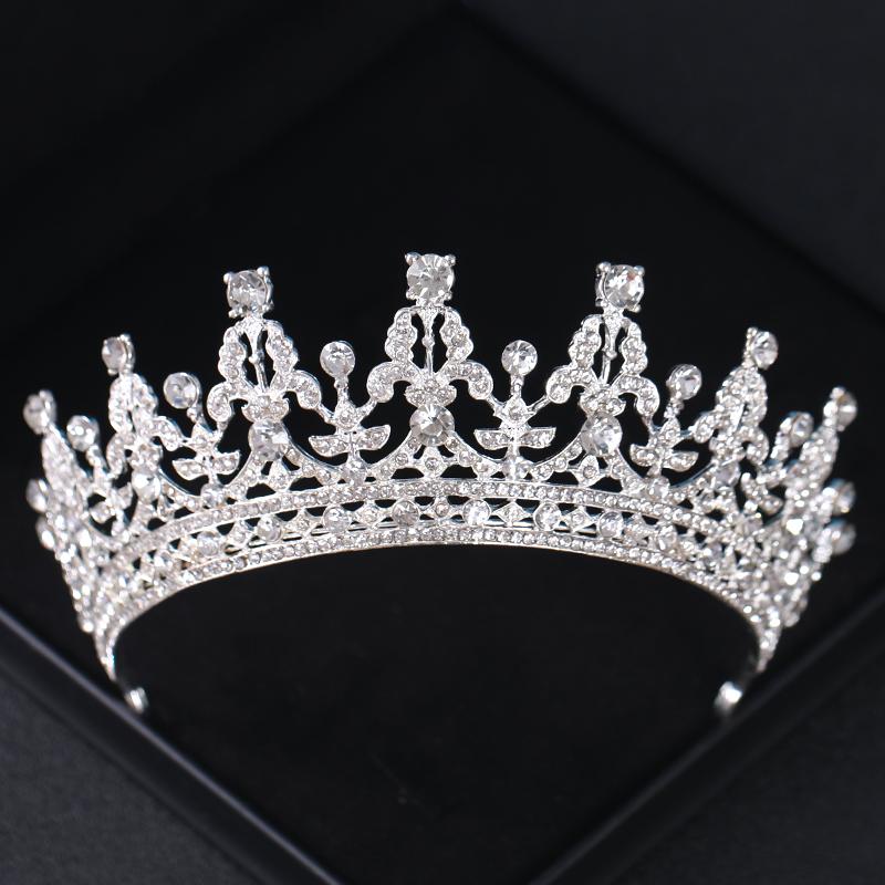 Silver Color Crystal Bridal Tiaras And Crowns Rhinestone Prom Princess Crown Tiara For Women Wedding Hair Accessories Jewelry