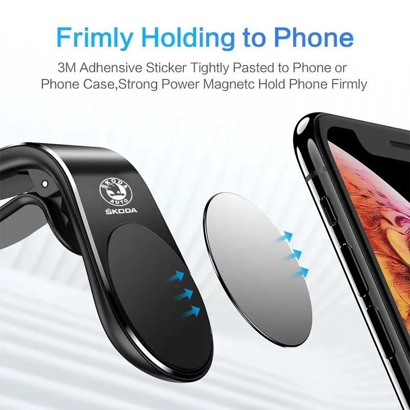 NADH5 Magnetic Car Phone Holder Metal Stand Accessories For Skoda Octavia Enyaq Rapid Kodiaq Kamiq Karoq Fabia Superb Yeti Derivati A7