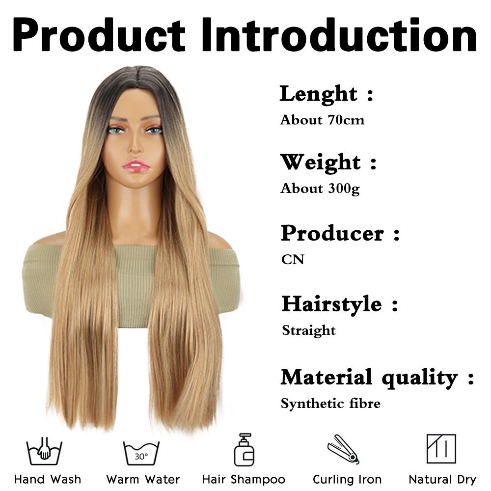 Wig With Bangs Long Straight Wig Heat Resistant Synthetic Wig For Women Girls Daily Use Party Halloween Cosplay Wig
