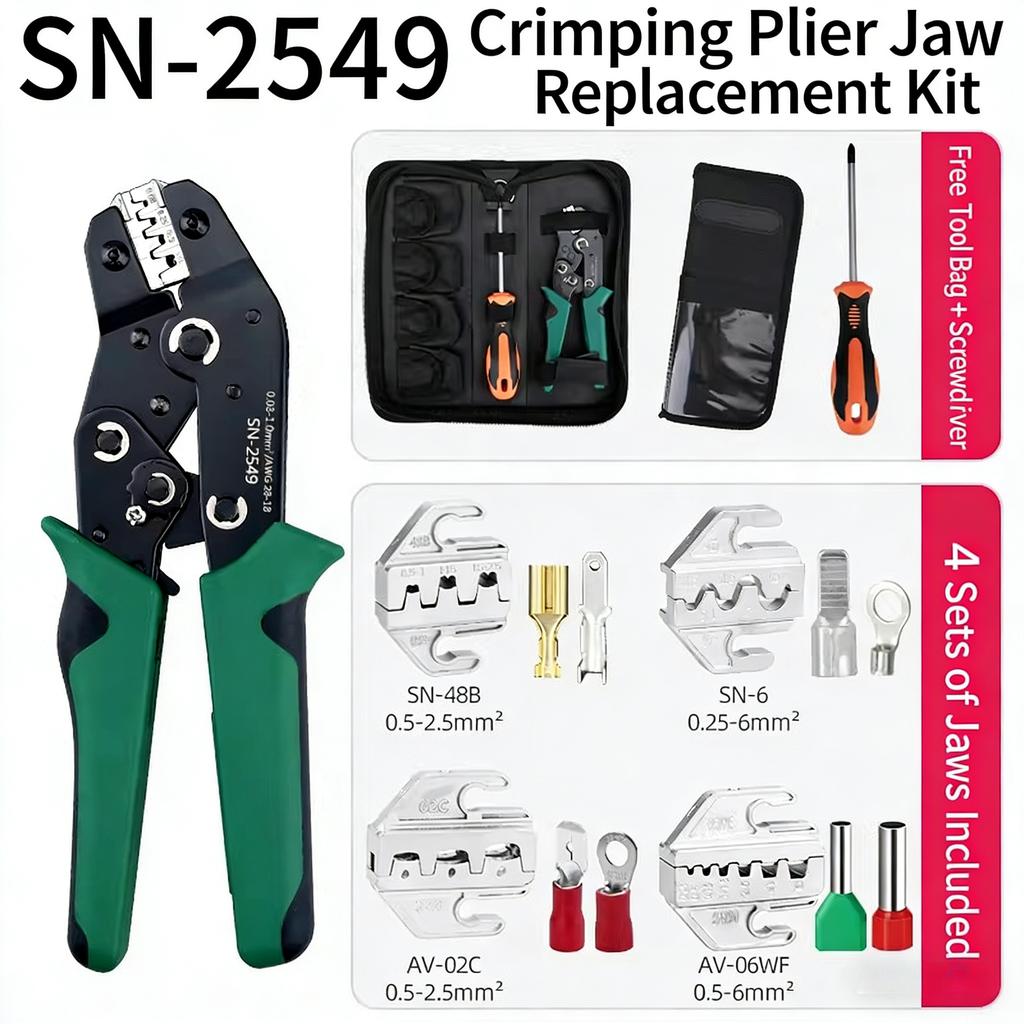 SN-2549 Ratchet Crimping Tool AWG28-18 for Dupont SM2.54 PH2.0 VH3.96 JST Terminals Crimper for Automotive Motorcycle Wiring DIY