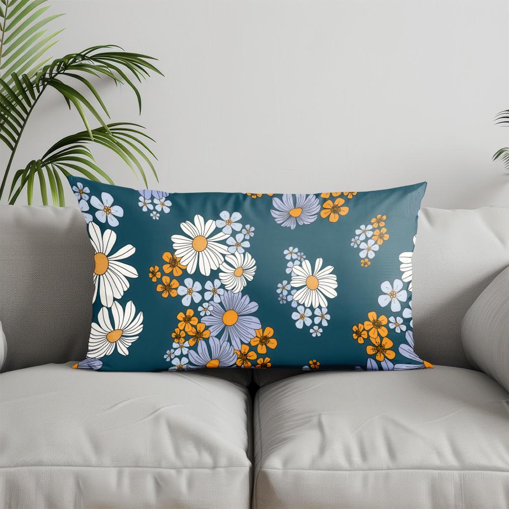 Home Decor Colorful Floral Rectangle Pillowcase Suitable For Sofa Bedroom Car Pillow Cover Cushion Rectangular Back Cushion