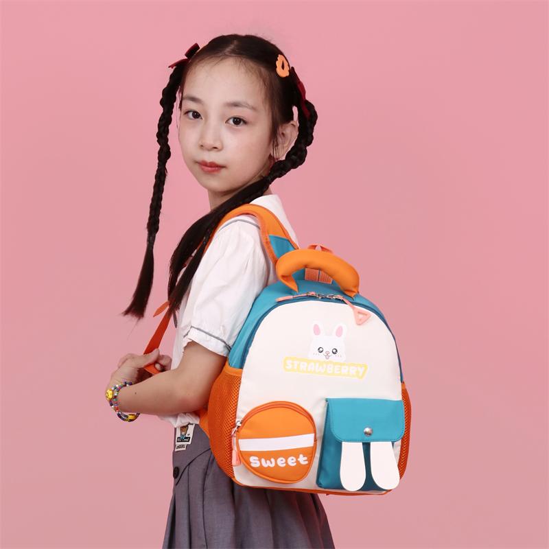 Kindergarten Schoolbag Girls Color Block Cartoon Rabbit Backpack Children's Backpack