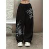 Bedruckte lockere gerade Hosen, lässige Hip-Hop Streetwear Hosen, Damen Weitbeinige Hosen