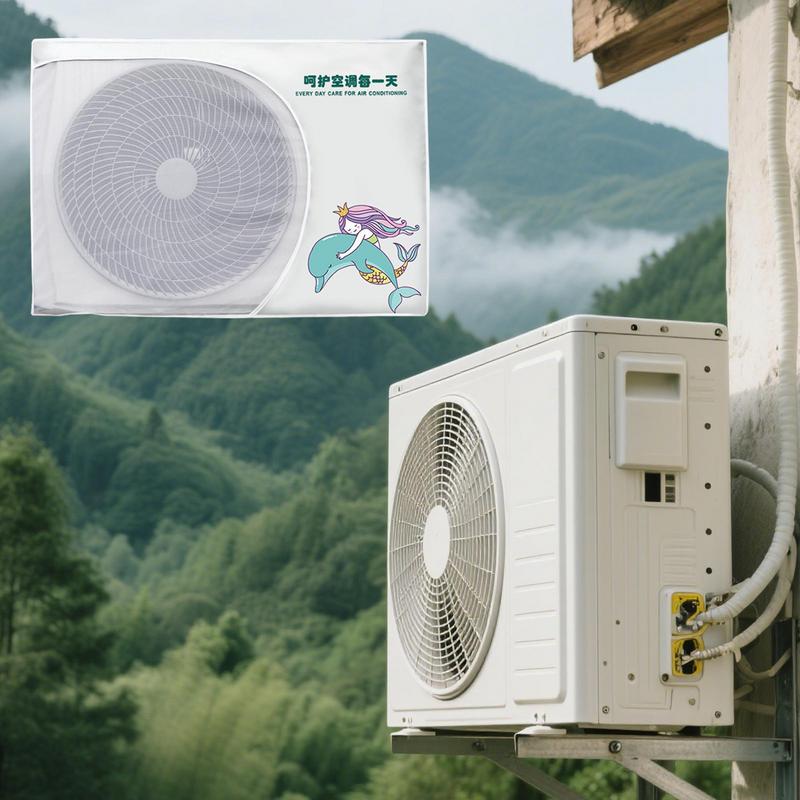 AC Cover For Outside Unit AC Unit Full Cover Leaf Guard Outside Air Conditioner Mesh Heat Release All Seasons Accessories For