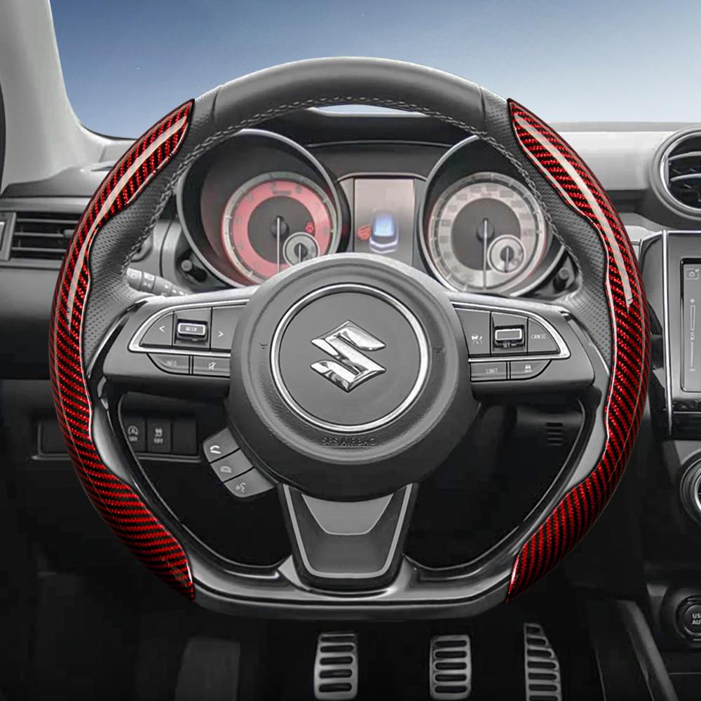 Zkfan8 Geeignet für Suzuki Lenkradabdeckung mit Karbonfaser-Textur und segmentiertem Schnellverschluss-Design für Wagon R Swift Ertiga Brezza Baleno Fronx