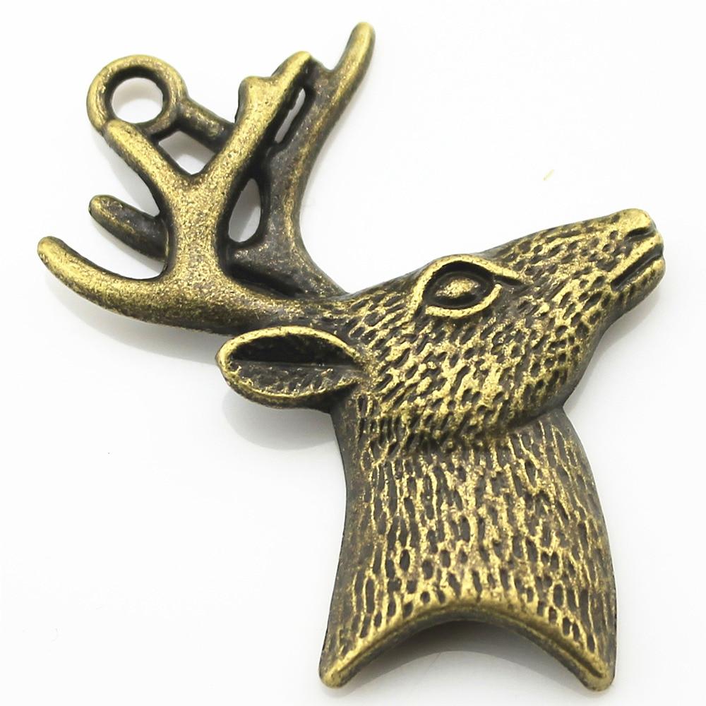 10 Pieces Antique Bronze Reindeer Charms