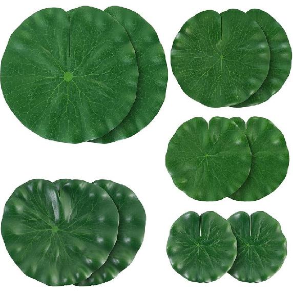 Artificial Lotus Flowers Water Lilies for Pond Pool, 10 Pcs Realistic Floating Foam Lotus Flowers with Lily Pads for Ponds, 4 and 6 Large Lifelike Artificial Lily Pads