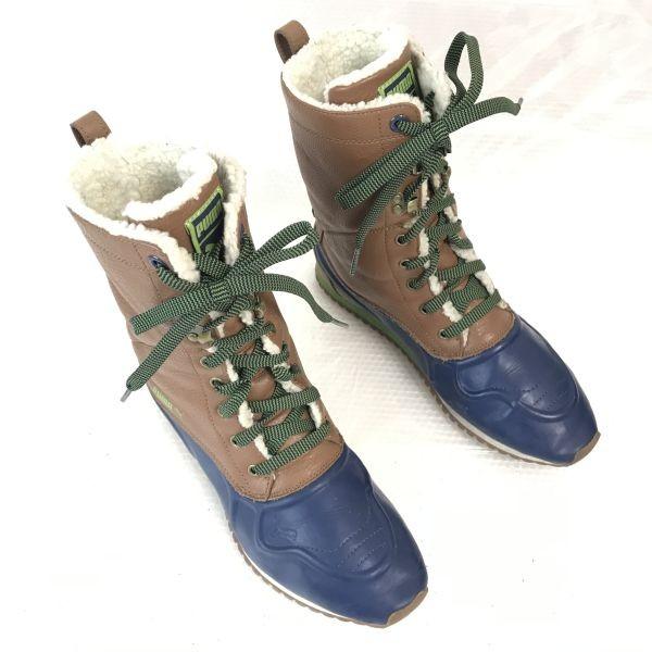 

Puma Кожаные Водонепроницаемые Зимние Ботинки 24.5-25.0 Коричневые Темно-синие На подкладке из боа