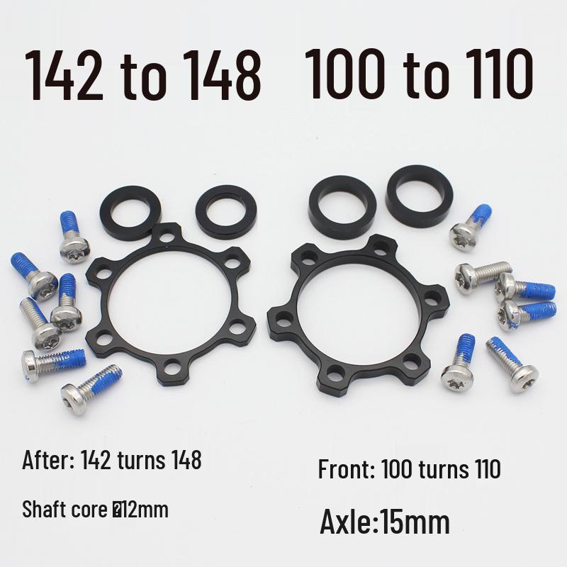 

Проставки для конвертации втулки BOOST: Передняя 100-110x15мм, Задняя 142-148x12мм Front: 100*15 to 110*15