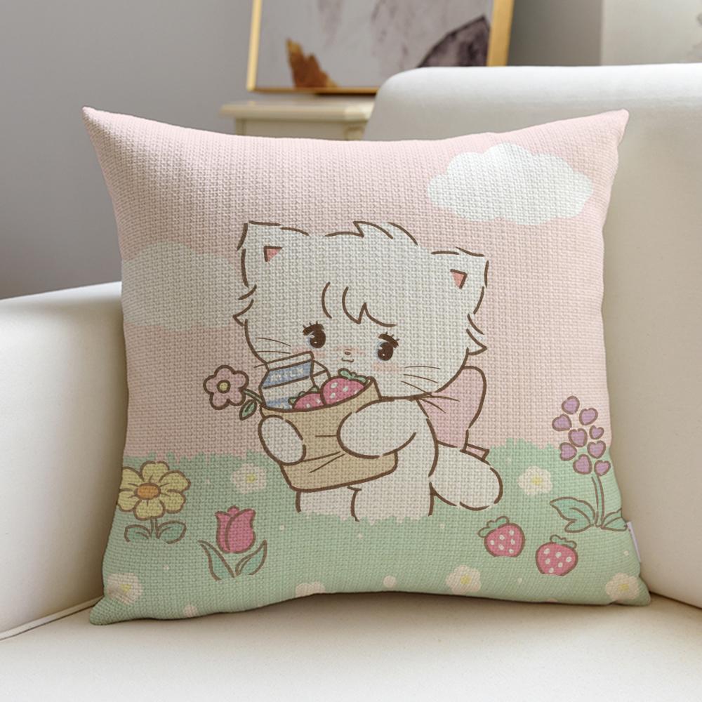 Cute MmikkoS Cushion Cover Breathable and skinfriendly linen pillowcase square removable and washable cushion