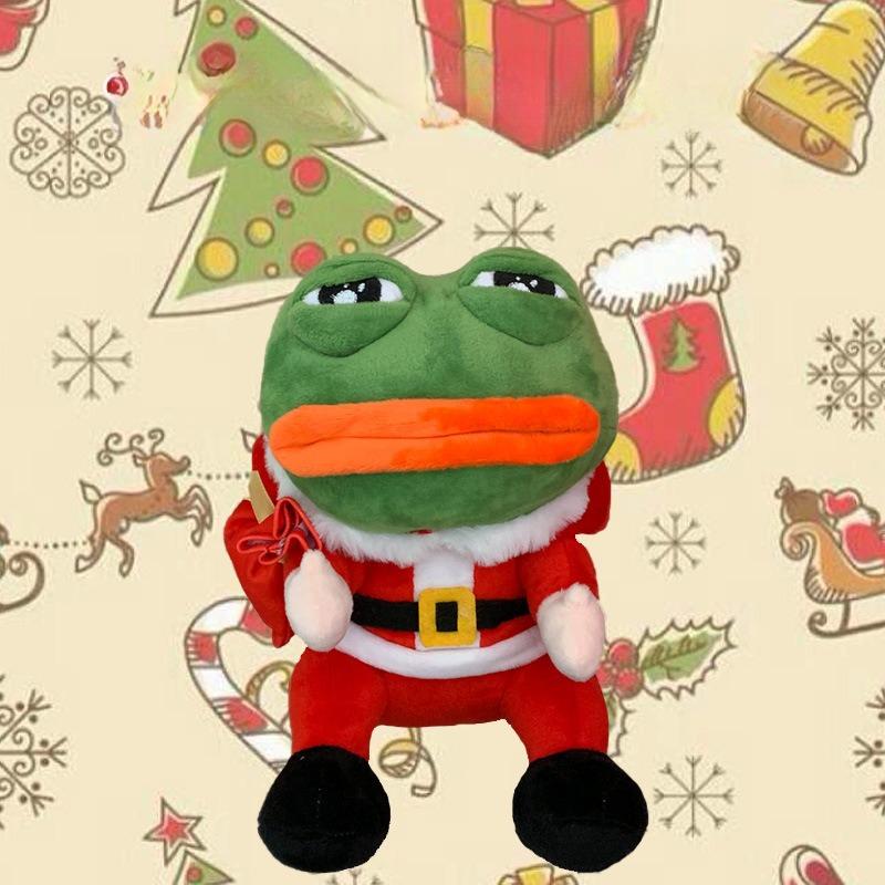 23cm Weihnachten Trauriger Frosch Plüschtier Stoffkissen Puppe Tier Pepe der traurige Frosch Plüschpuppe Feiertag Weihnachtsgeschenke für Mädchen Jungen