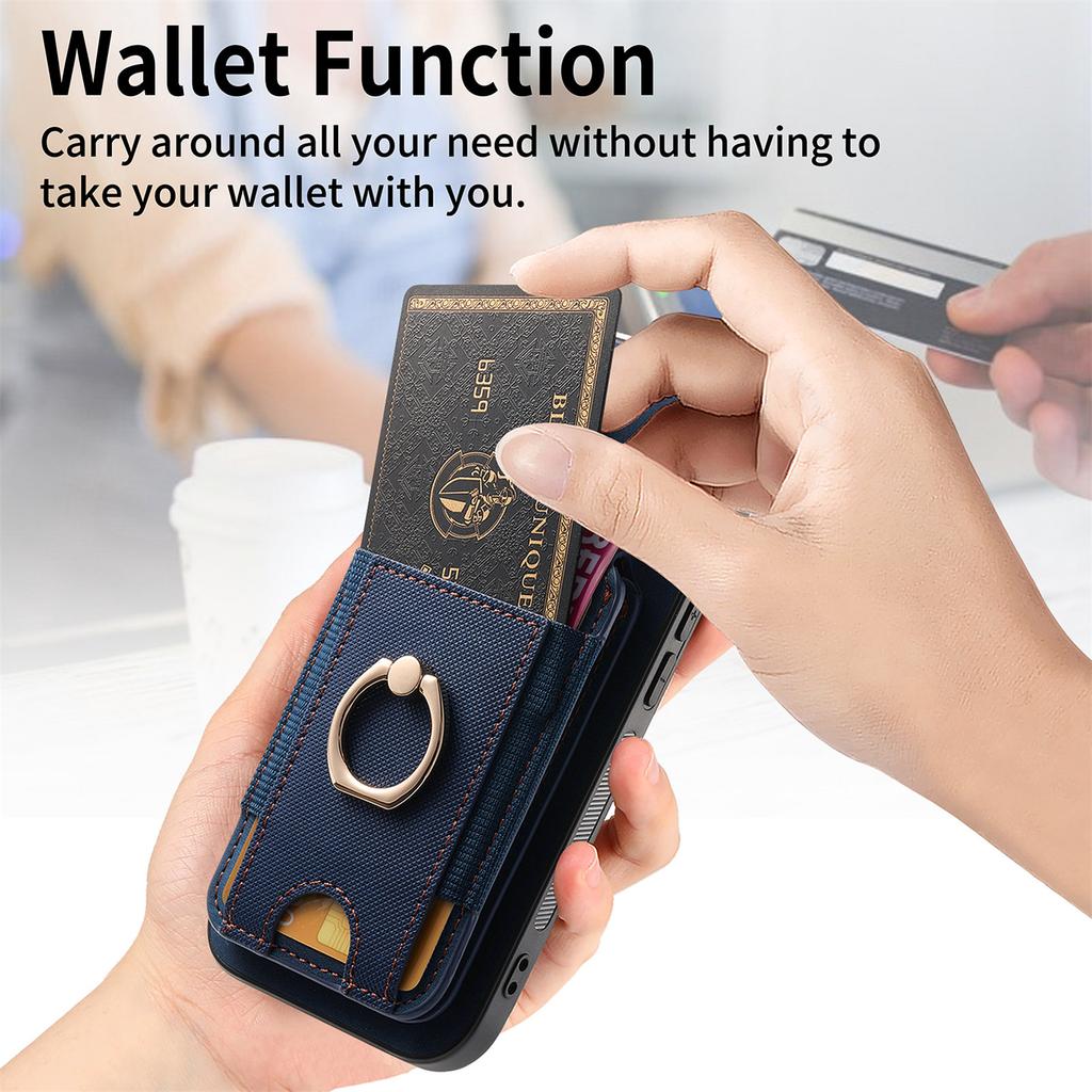 For iPhone Air Case Compatible with MagSafe Leather Back Cover with Detachable Card Holder Kickstand