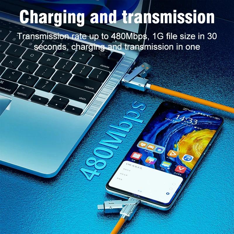 120W 4 IN 1 Fast Charging Cable Multifunction USB Type C To Type C IOS 4-Port Super Fast Charge For Xiaomi Samsung Huawei iPhone