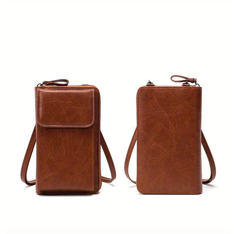 

Шикарная сумка через плечо на молнии, модная сумочка для телефона, съемный регулируемый ремешок для универсального стиля - Надежная и удобная повседневная сумка коричневый