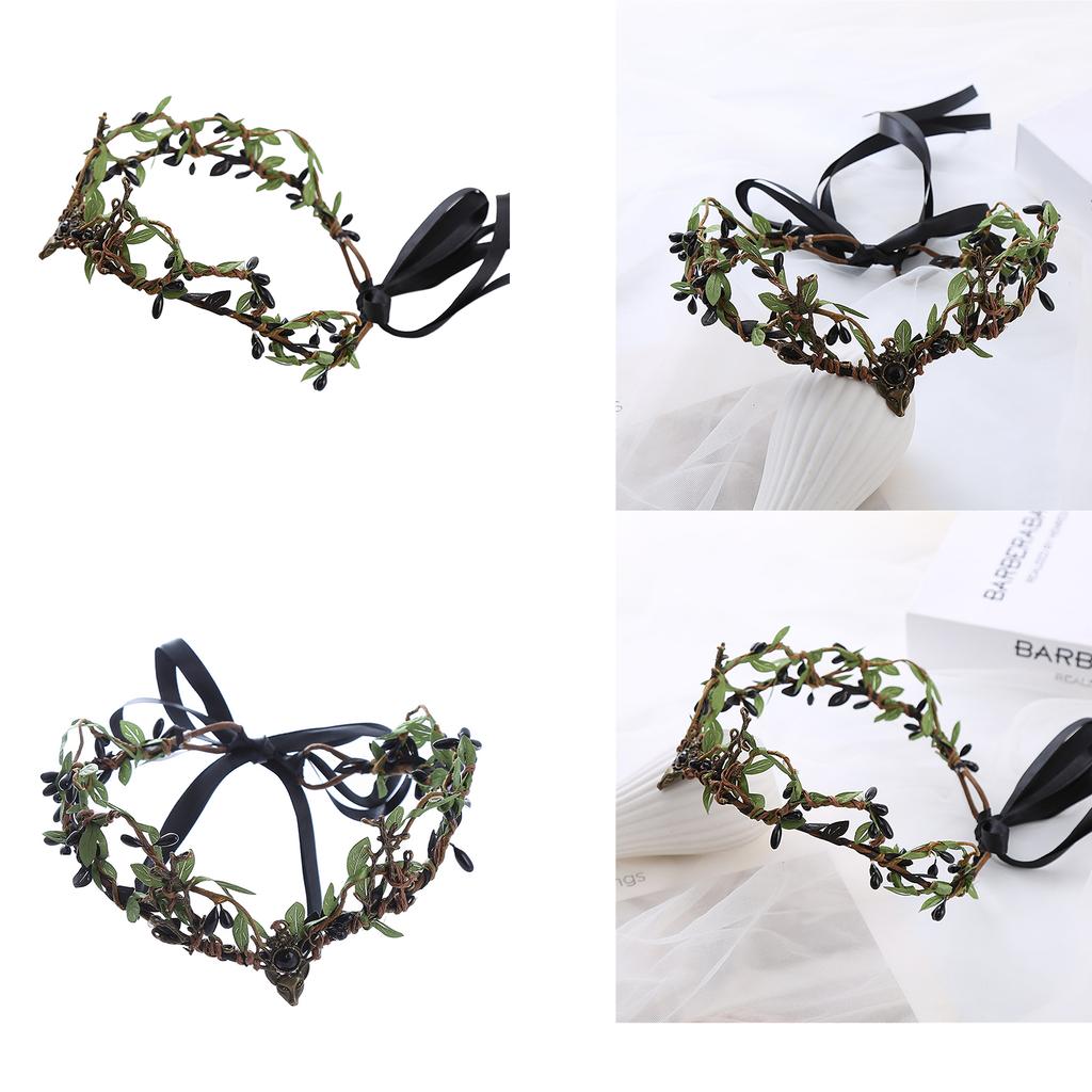 Adjustable Leaves Shape Hair Hoop Rhinestone Pendant Headband Wedding Party Bride Bohemian Style Styling Headband