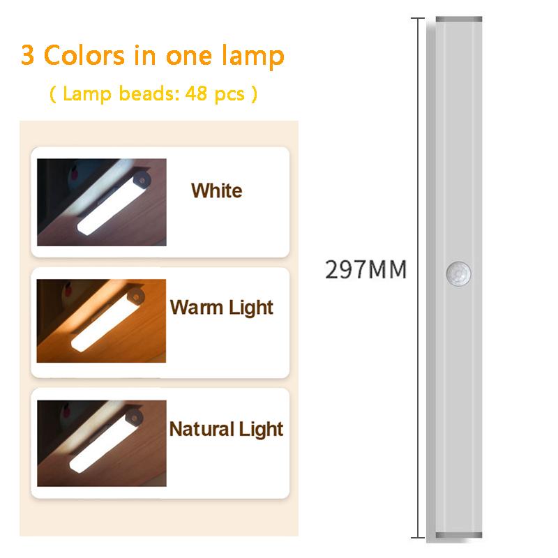 Rechargeable LED Night Lights Magnetic Motion Sensor Light 120°Rotary Adjustable Dimming Lamp for Room Bedside Kitchen Cabinet