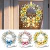 Frühlingsblumenkranz für Fenster, Sonnenblumen-/Tulpenkranz mit Schleife, statisch haftender Aufkleber, wiederverwendbare Glasaufkleber für Wohnzimmer und Küche
