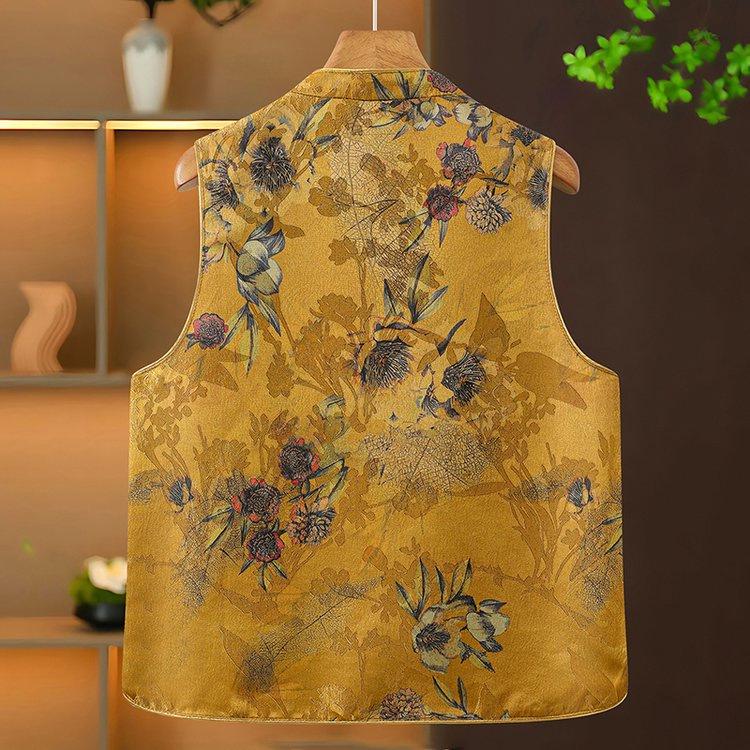 Women's Spring Autumn Jacquard Buckle Vest - New Chinese Style for Middle-aged Mothers