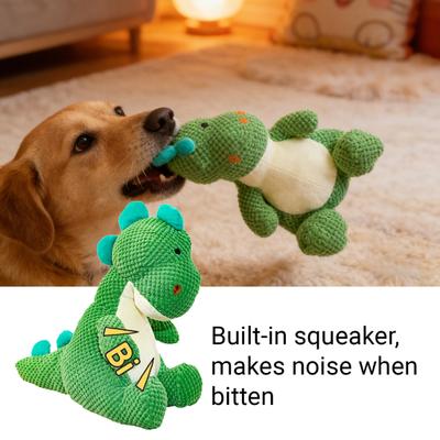 Hund Plüsch Dinosaurier Spielzeug Interaktiv Quietschend Hund Kauspielzeug Weiches Stofftier Welpen Zahnungsspielzeug zur Zahnpflege Angstlinderung
