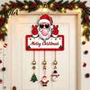 Indoor Holiday Party Supplies Merry Christmas Wooden Wall Door Hanging Sign with Bells, Rustic Santa Snowman Decor Tree Reindeer Decorative