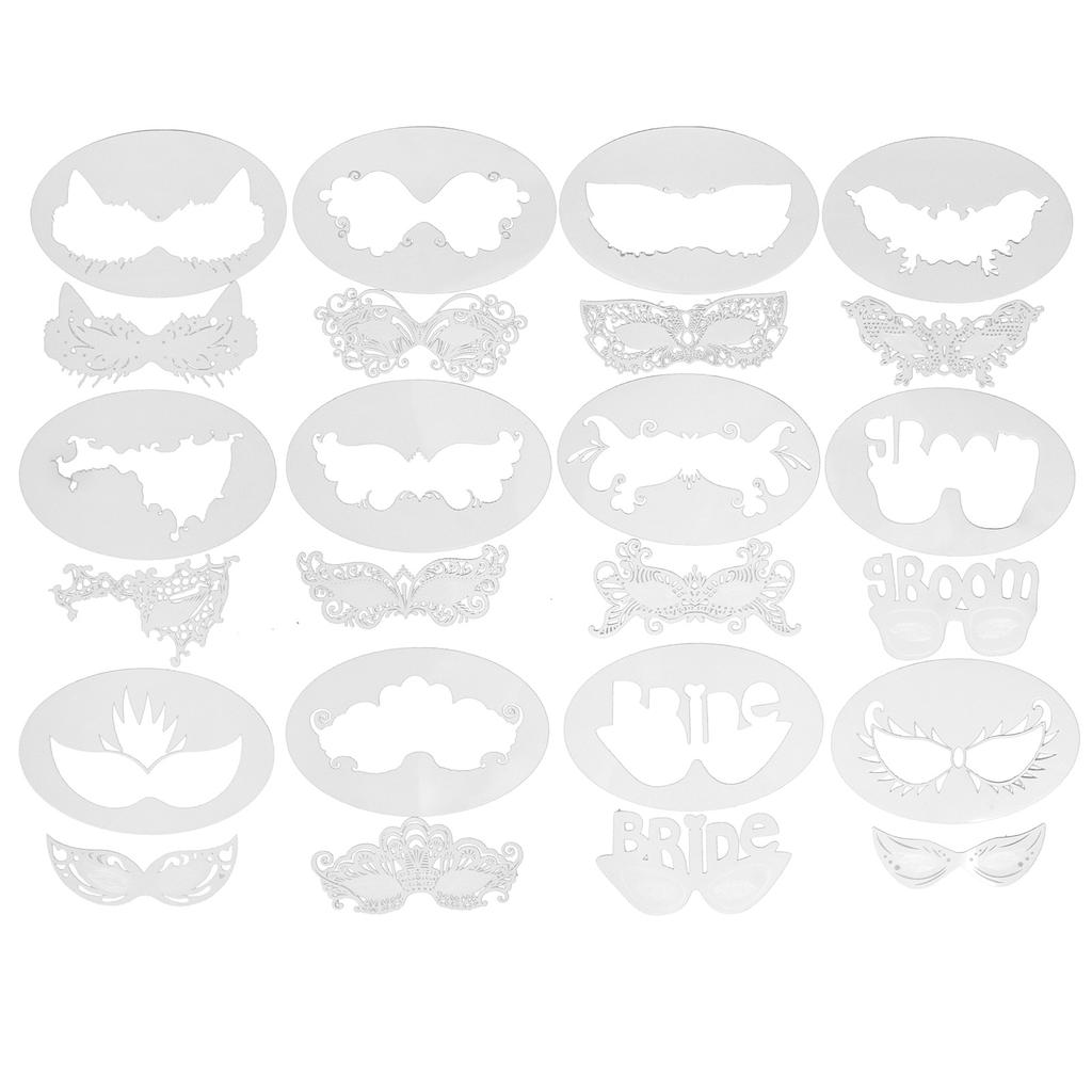 12 Sets Gesichts-Schablonen-Set Wiederverwendbare Weiche Temporäre Tattoos Schablonen für Kind Erwachsener Halloween-Party