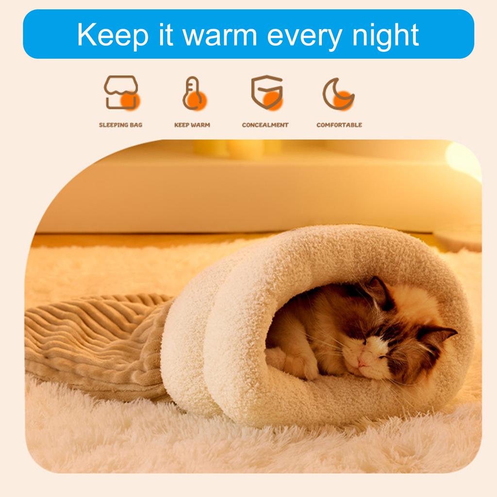 Zimní pelíšek pro kotě, tlustý fleece, měkký, pohodlný spánek pro malé králíky, zimní vnitřní pelíšek, kapesní hnízdo