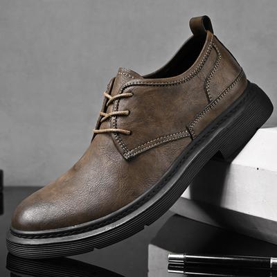 Fashion Classic Retro Men's Genuine Leather Shoes Thick Soled Men's Casual Shoes Office Business Shoes Banquet Dress Shoes