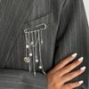 Exaggerated Design Metal Chain Pendant Faux Pearl Adjustable Length Charm Trousers Pins Pentagram Shape Octagonal Star