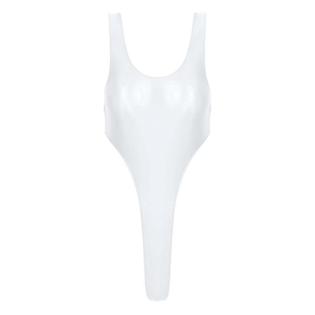 Γυναικείο Γυαλιστερό Ολόσωμο Μαγιό Χωρίς Πλάτη Ψηλό Κόψιμο Ολόσωμο Μαγιό