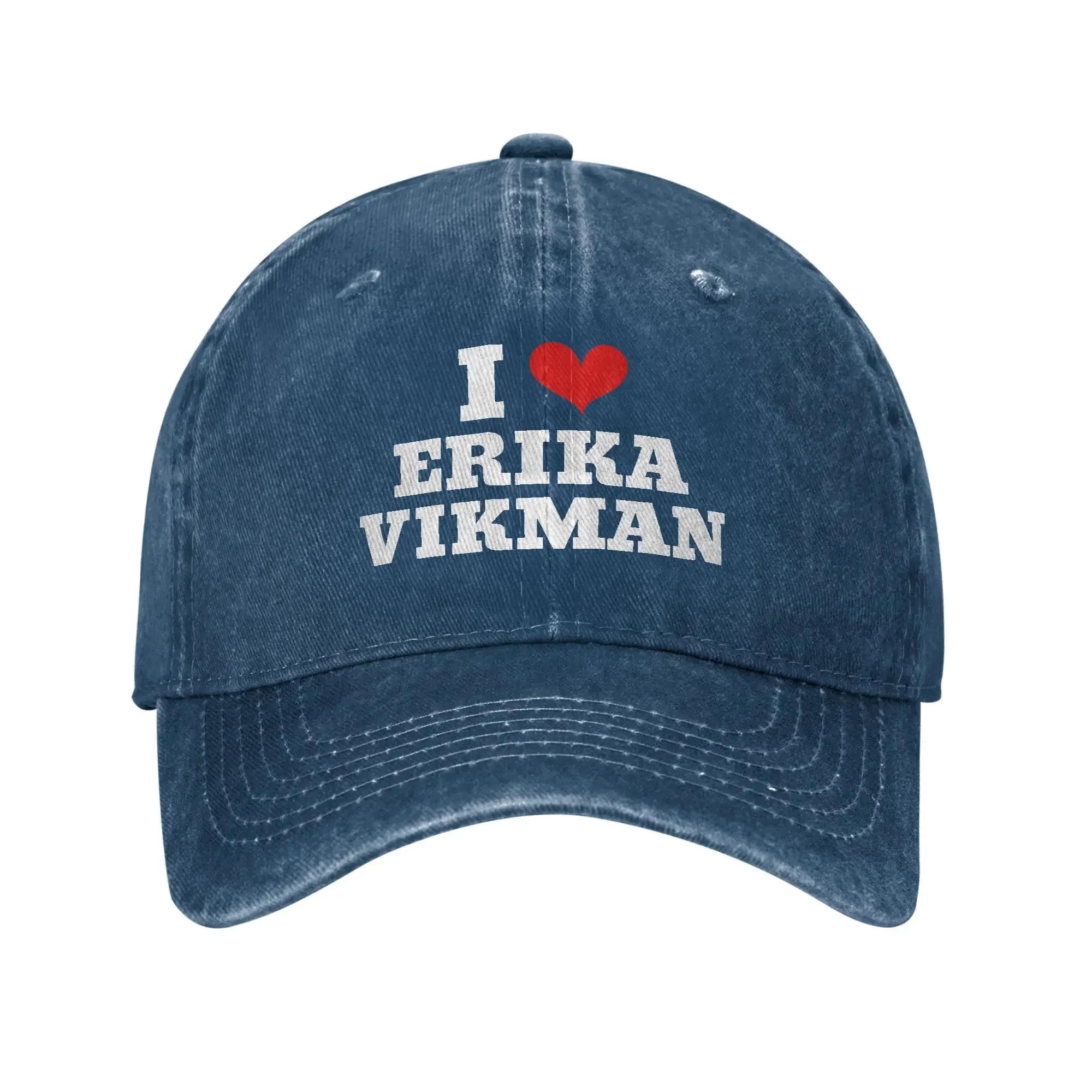 

Eurovisions Finland 2025 I Love Erika Vikman Baseball Cap Vintage Distressed Denim Snapback Hat Unisex Adjustable Fit Caps Hat One Size