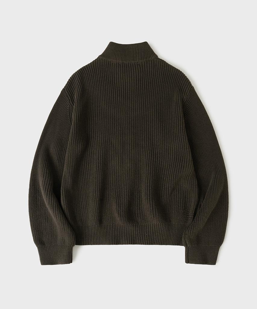 HOOVES Mid-Neck Half-Zip Knit [Deep Brown]