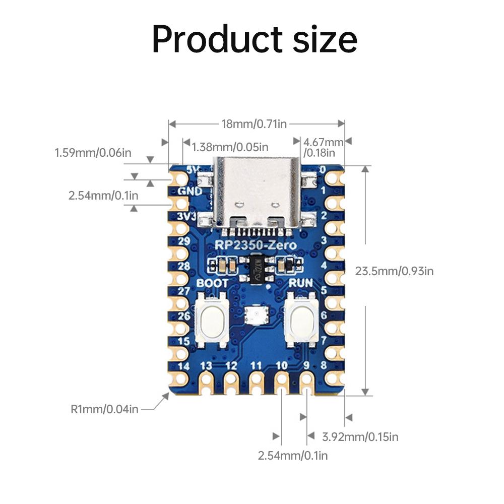 RP2350-Zero RP2040-Zero for Raspberry Pi Microcontroller PICO Development Board Type C Without Pin Header