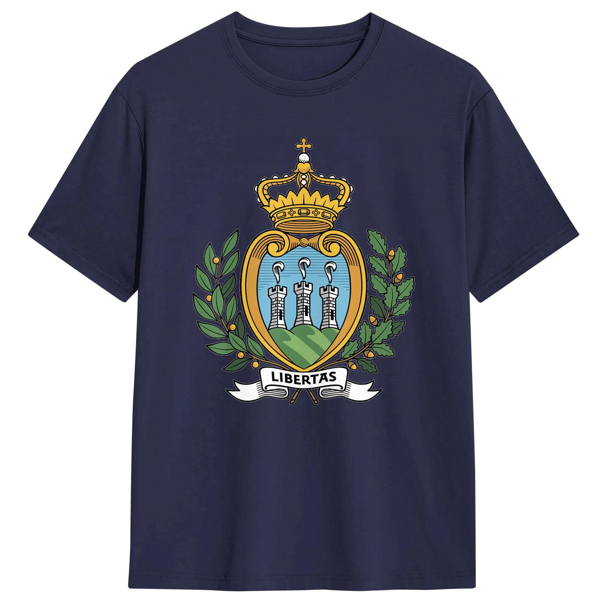 

National Emblem Seal Symbol Coat of Arms of San Marino TShirt for Men Cotton Shirt Crew Neck Short Sleeve T Shirt Big SizeTops 4XL