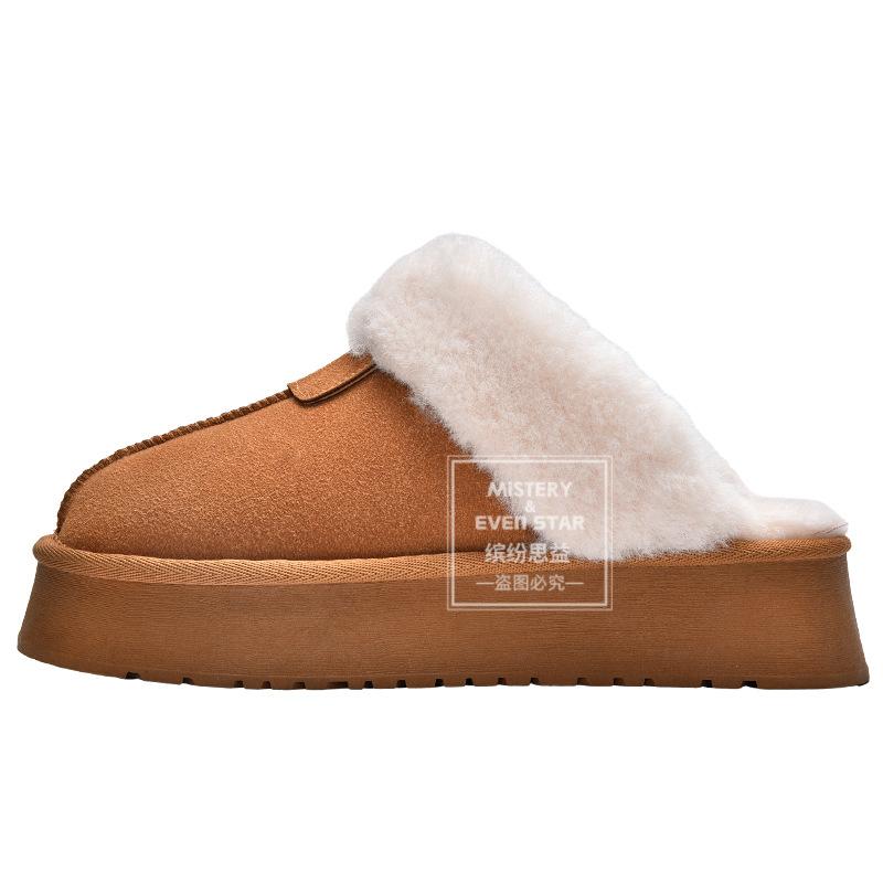 New Product Hot Sale Winter New Thick-soled Fluffy Bag Head Slippers Plush Snow Boots 1681