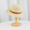 Summer beach trip sun hat for women with a high-end feel, straw woven large brim sun hat, French flat top grass hat