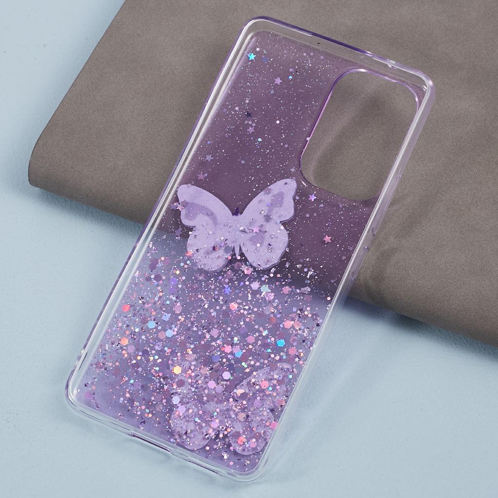 AW Series For Samsung Galaxy A32 5G/M32 5G Cell Phone Case Butterfly Decor Sparkle Epoxy Cover with Big Rear Lens Hole