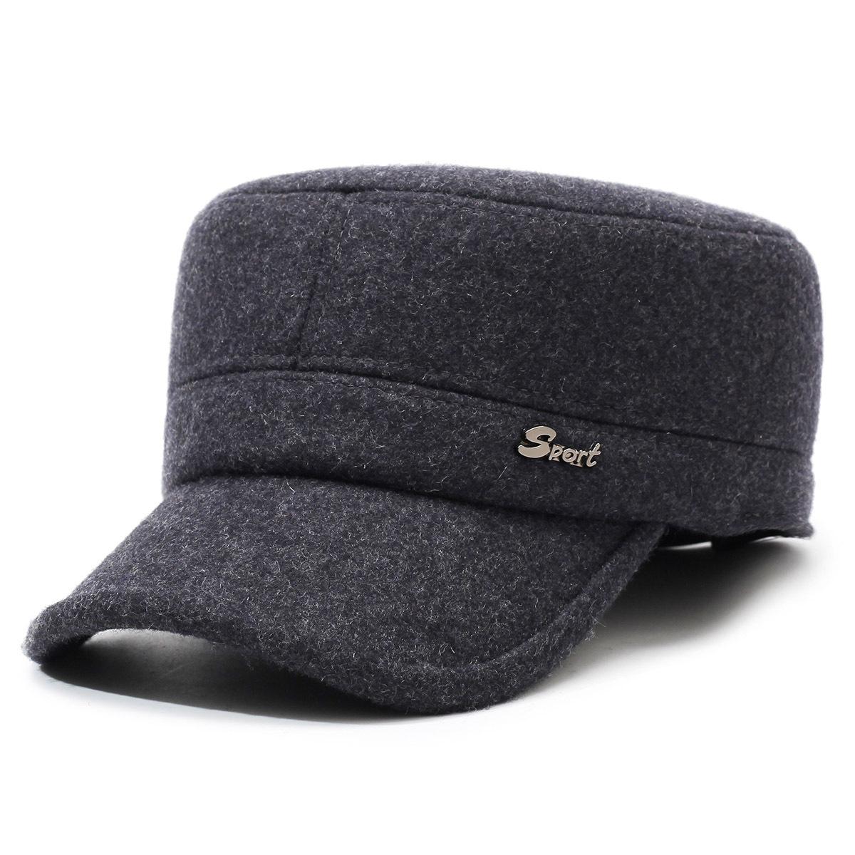 

Unisex Winter Flat Top Cap Thickened Warm Coldproof Earmuffs Hat Casual Outdoor Dad Sports Hat сірий