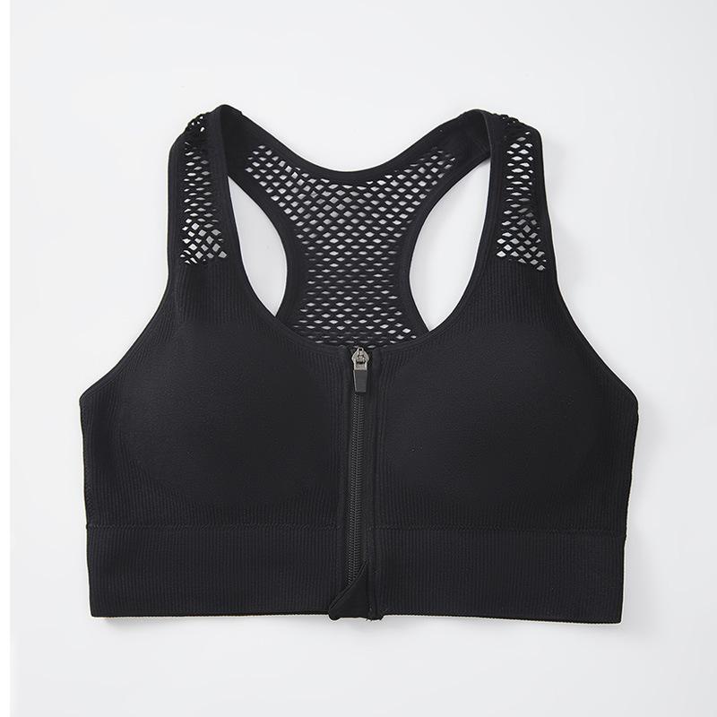 Front zipper sports fitness bra Hollow beautiful back Comfortable and breathable hot sale Seamless women's underwear