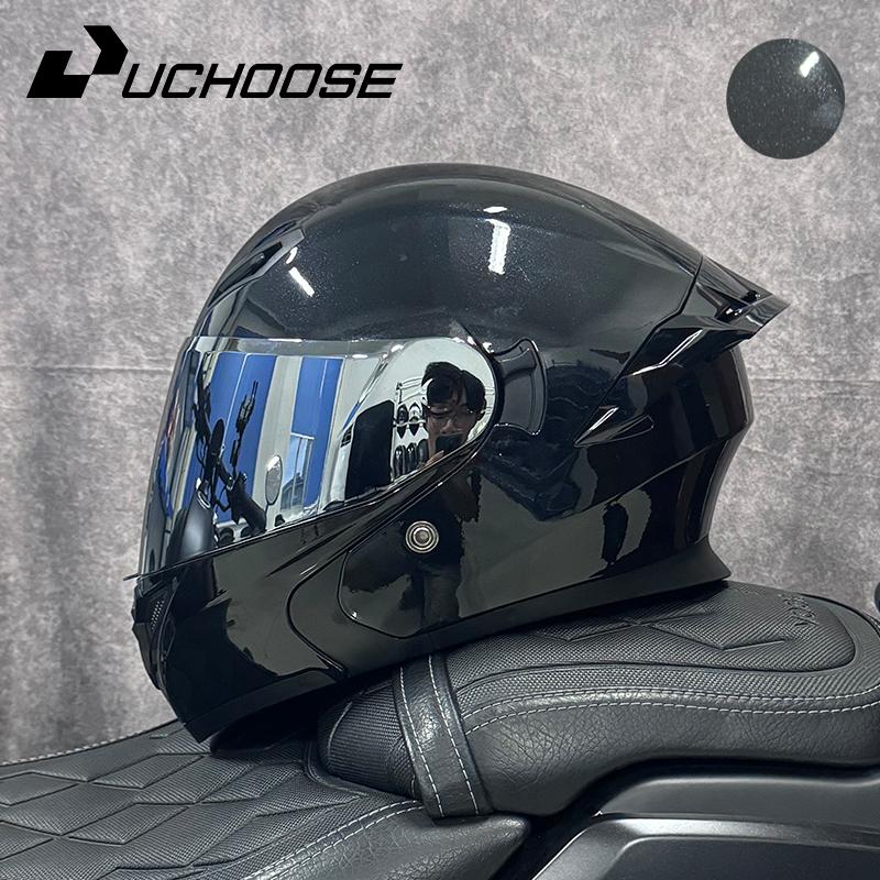 DOT Uchoose Approved Helmets Crash Motorbike Protective Gear Men Women Flip Up Helmet Motorcycle Visor Double Sun